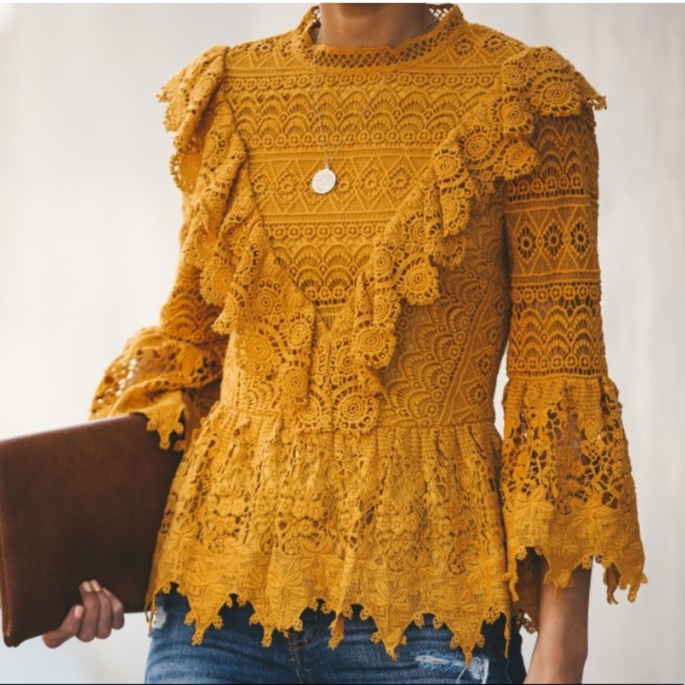 Regal Crochet Lace Peplum Top